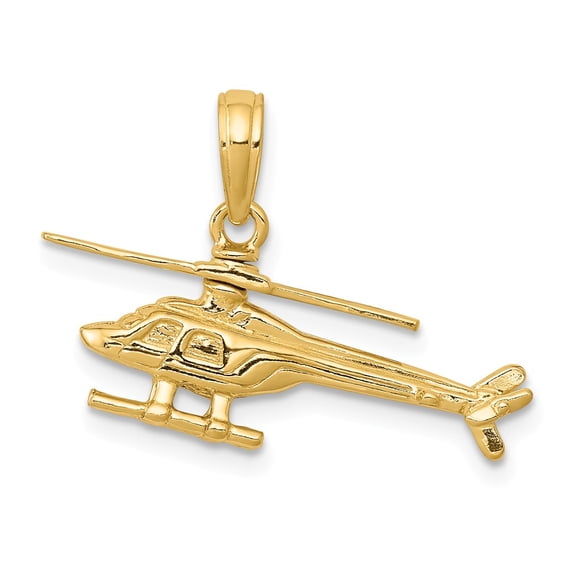 Finest Gold 14K 3-D Moveable Helicopter Pendant
