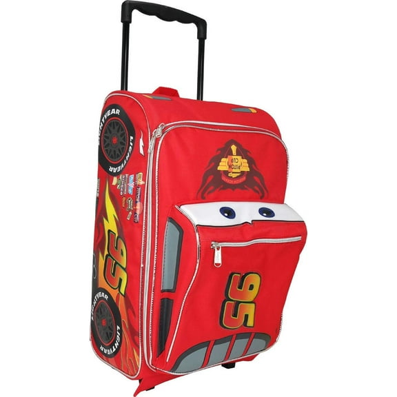 Large Rolling Backpack - Disney - Cars Lightning Mcqueen Shape 16" New 002497