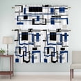 thumbnail image 5 of Abstract Lines Art Curtain Valances Set Black Blue Geometric Square Frame Kitchen Curtains 24&nbsp;inch Length Rod Pocket Valance and Tiers 3 Piece Set Small Bedroom Bathroom Laundry Decor, 5 of 9