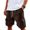 thumbnail image 2 of Men's Corduroy Shorts Casual Elastic Waist Drawstring Lightweight Summer Beach Shorts, 2 of 7