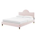 thumbnail image 1 of Platform Bed Frame, Full Size, Pink, Velvet, Modern Contemporary, Bedroom Master Guest Suite Room, 1 of 10