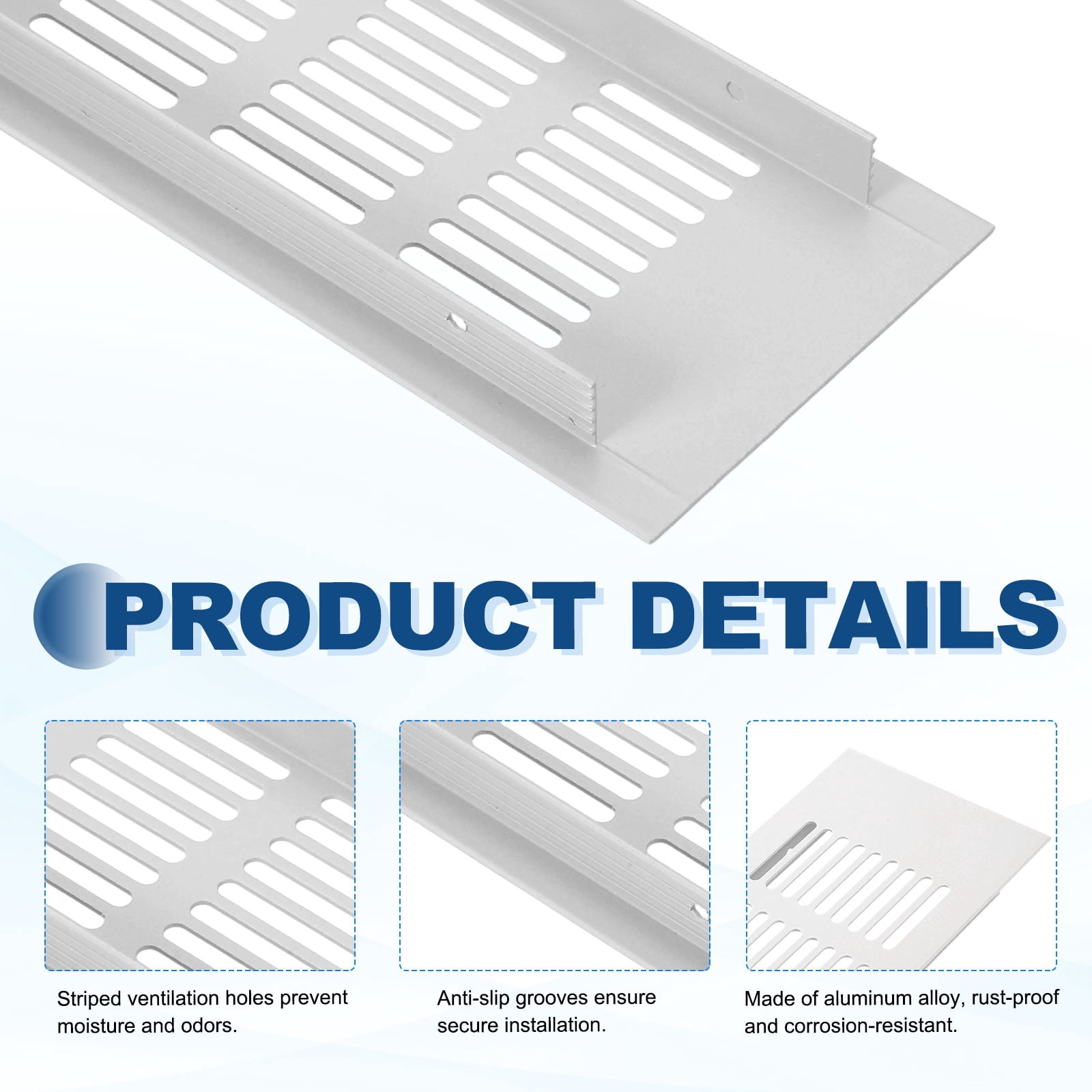 Uxcell 10 x 4 Inch Door Air Vent Cover, 5 Set Heavy Duty Aluminum Grille Ventilation Cover Louvered with 20 Mounting Screws for Cabinet Wardrobe Door, Grey