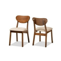 Baxton Studio Damara Sand Walnut Brown Finished Wood 2-Piece Dining Chair Set