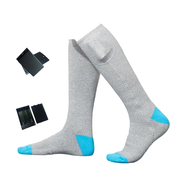 Calcetines térmicos para hombre y mujer, cálidos, cómodos, para invierno y clima frío, largos y calentadores de pies. Gris y azul