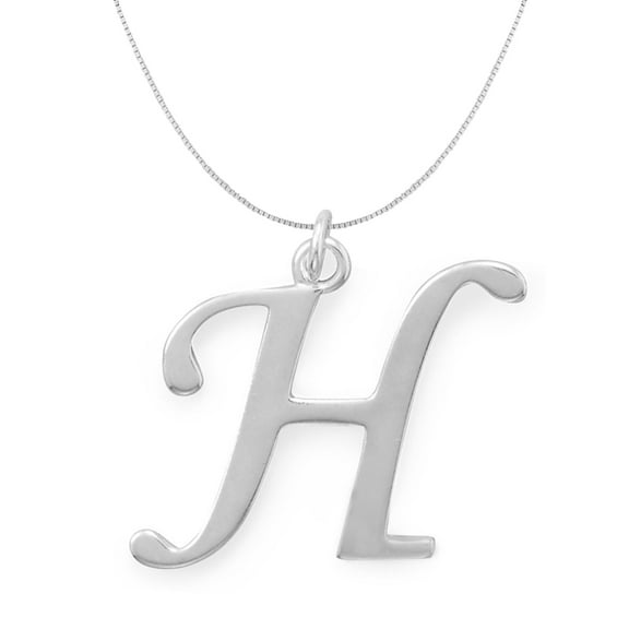 Precious Stars Sterling Silver Initial Letter H Pendant with 0.70-mm Thin Box Chain