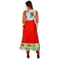thumbnail image 3 of Bimba Womens Classic Net and Dupion Silk Anarkali Kurta Red Kurti Long Formal Party Dress, 3 of 9