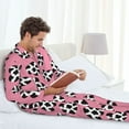 thumbnail image 6 of Xecao heart with cow Print Pajamas Set Mens Pajamas Long Sleeve Loungewear Two-Piece Sleepwear Button-Down Pjs Set,2PJS-Small, 6 of 7