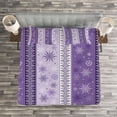 thumbnail image 3 of Ambesonne Ethnic Quilted Bedspread Set 3 Pcs, Christmas Snowflake Noel, Queen Size, Lavender Violet White, 3 of 3