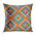 thumbnail image 1 of BOSDECO Bright Color Stained Glass Mosaic Kaleidoscope Geometric Checkered Abstract Mexican Pillow Case Pillow Cover 18x18 inch, 1 of 1