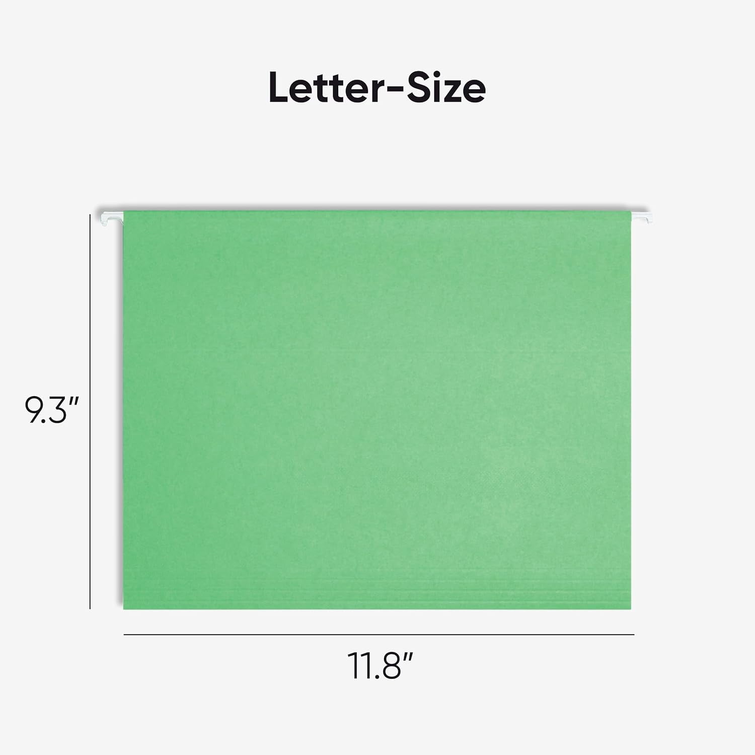 Standard Hanging File Folders, 25 Count, Green, 1/5-Cut Adjustable Tabs, Letter Size (64061)