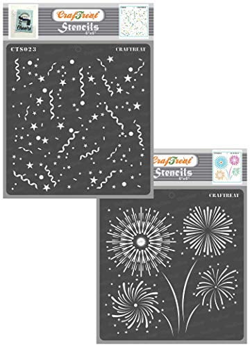 Floor Crafting Notebook - Reusable Painting template for Journal 2 pcs Home Decor Scrapbook and Printing on Paper Tile 6x6 inches Wall DIY Albums CrafTreat Stencil Believe and Goals