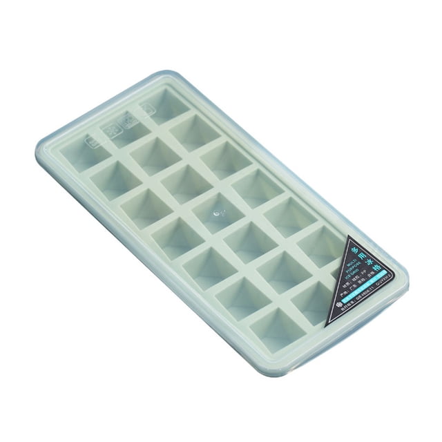 Molde de silicona para hacer cubitos de hielo de 21 cavidades, bandeja para molde de crema para pasteles con tapa, utensilios para hornear, cuadrado, verde Sweethay HA004768-03