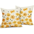 thumbnail image 2 of Yellow Flower Daisy Pillow Covers 16x16 Set of 2 Bee Floral Print Spring Summer Themed Decorative Throw Pillow Cases Outdoor Farmhouse Decor for Sofa Couch Bed, 2 of 6