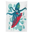 thumbnail image 3 of Ambesonne Ride the Wave Tablecloth Rectangular Table Cover, Surfer Octopus, 60"x90", Petrol Blue Turquoise, 3 of 4