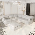 thumbnail image 3 of The Magic Home 122" Modular Sectional Sofa with Movable Ottoman, Modern Cloud Couch with Corner Seat for Living Room, 5-Seat, Beige Sofa, 3 of 14