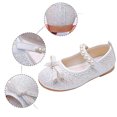 thumbnail image 4 of WERYOUNG Girls Sandals Summer Fashion Cute Versatile Sequins Bow Pearl Flat Sole Princess Shoes Girls Sweet Party Wedding School Sandal,Red,4.5-5 Years, 4 of 8