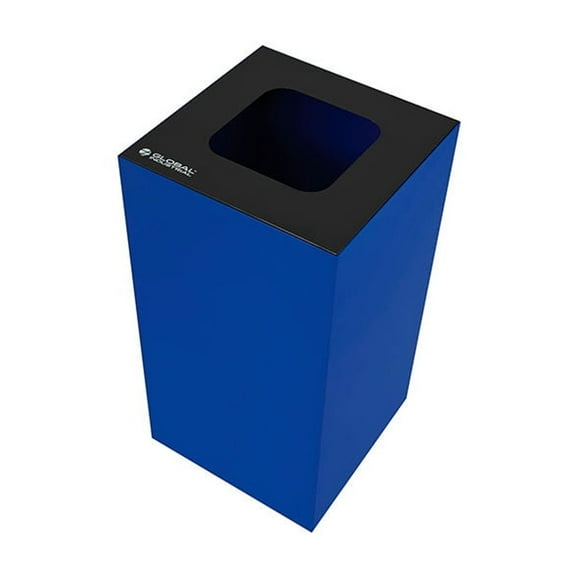 Global Industrial Square Recycling/Trash Can w/ Waste Lid, 28 Gallon, Blue