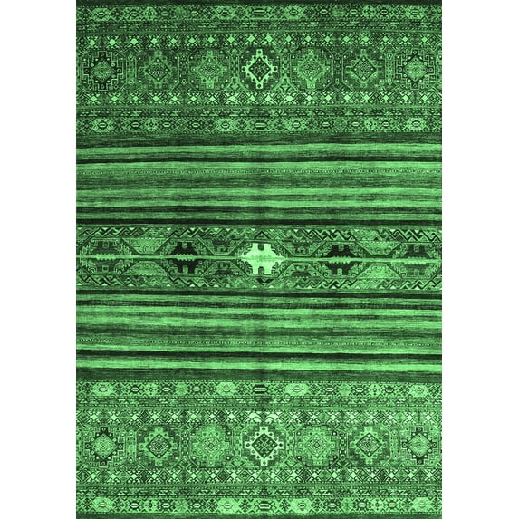 Ahgly Company Indoor Rectangle Abstract Emerald Green Contemporary Area Rugs, 4' x 6'
