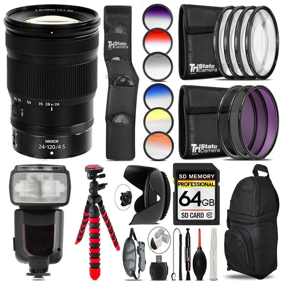 Nikon NIKKOR Z 24-120mm f/4 S Lens   Nikon Speedlight - 64GB Accessory Kit (International Version)