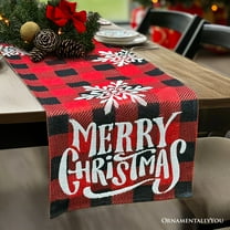 Plaid Merry Christmas 72" Jacquard Table Runner, High Quality Holiday Rectangle Tablecloth Decoration