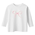 thumbnail image 4 of Graphic Tees for Girls Kids Fashion 3/4 Short Sleeve Girls Tops Size 14-16 Crewneck Bowknot Tops Loose Fit T Shirts Summer Outfit Size 8-9 Years,1-White, 4 of 4