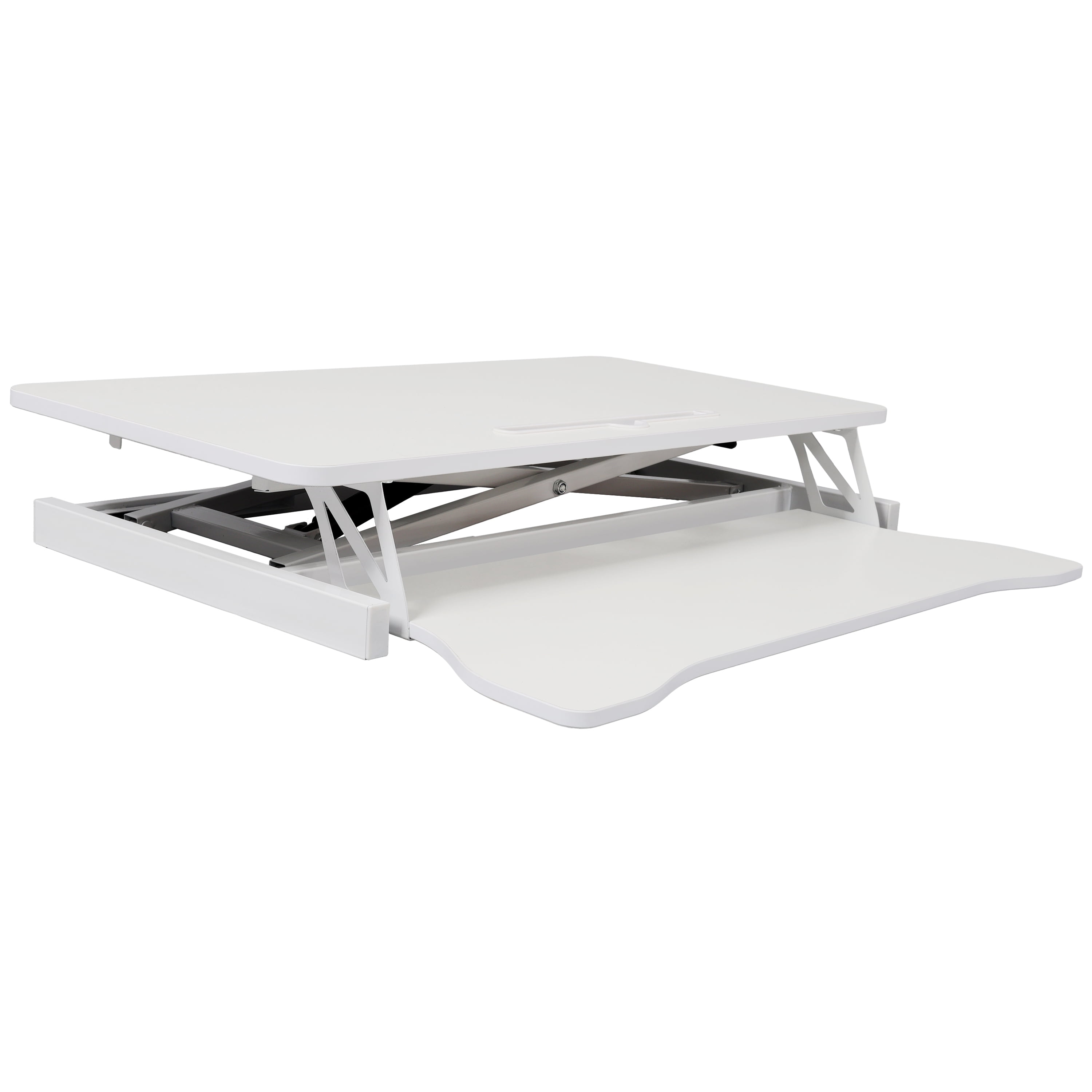 Adjustable Height Standing Desk Converter, Sit to Stand Workstation with Keyboard Tray, Ergonomic Laptop Riser with Gas Spring Lift, White