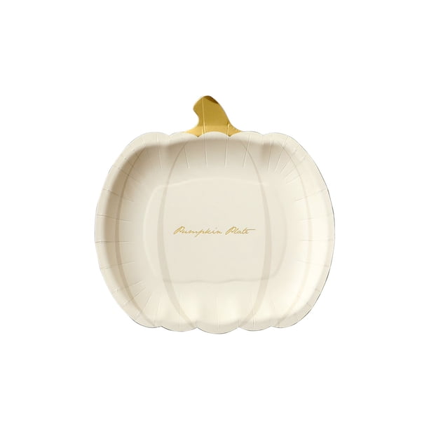 Placas de Papel de Halloween Taza de Papel de Plato de Calabaza,Conjunto Desechable de Vajillas de Oro Caliente para Decoraciones de Fiesta,Placas de Papel de Oro