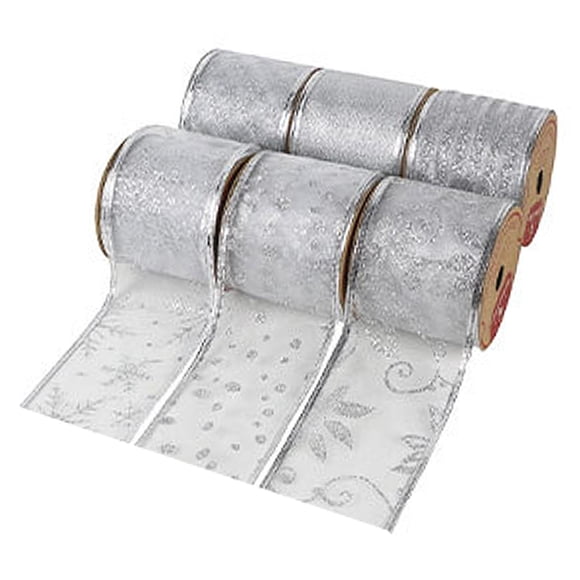 segolike 6Pcs Glitter Ribbons Wired Edge DIY Craft Gifts Wrapping Trim