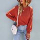 thumbnail image 5 of Camisas de manga larga para mujer, sudadera holgada con cuello redondo, jersey informal para uso diario, 5 of 8