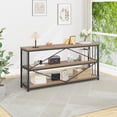 thumbnail image 3 of 63" Industrial Wood & Metal 3-Tier Bookshelf - Rustic Oak Low Horizontal Bookcase for Farmhouse, Living Room, Bedroom, Office Storage, 3 of 5