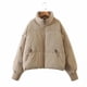 thumbnail image 1 of Chaqueta de algodón cálida y sencilla con cuello alto, informal, urbana y versátil para mujer, 1 of 6