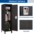 thumbnail image 5 of Fesbos Metal Storage Locker Cabinet with 1 Door, Steel Wardrobe Cabinet with Hanging Hooks, Locker for Bedroom, Home Office, Gym and Changing Room, 5 of 8