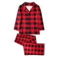 thumbnail image 4 of Christmas Family Matching Pajamas Long Sleeve Red Plaid Cotton Pj Set Festival Party Sleepwear with Button, 4 of 11