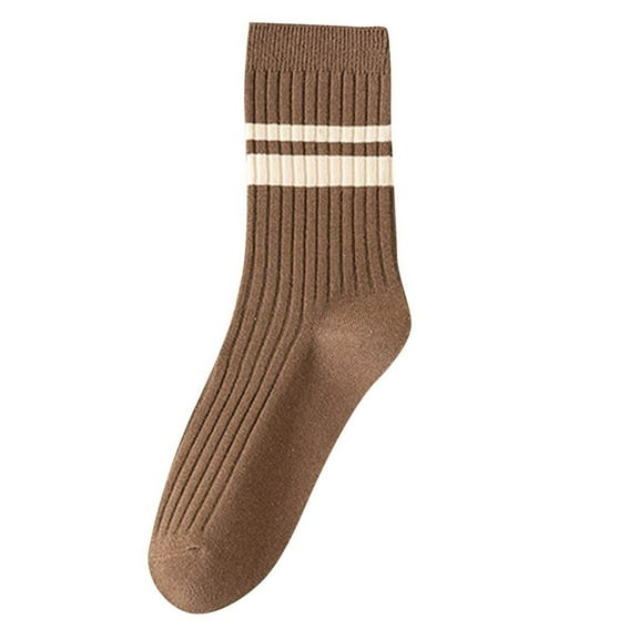 Xfvqtps Brown Socks for Mens and Womens Stripe Simplicity Middle Tube Non Shedding Comfort Soft Cozy Premium Spring Summer Crew Socks Coffee-05