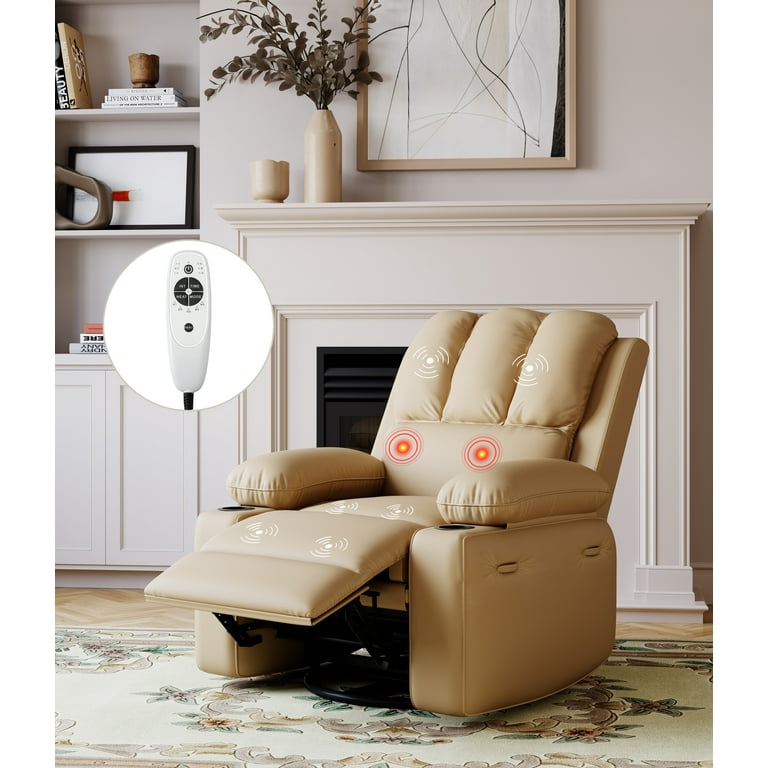 Oversized Electric Recliner Chair with Heat and Massage,360°Swivel