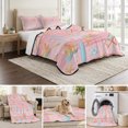 thumbnail image 6 of Quilts Full Size Bedding Set, Pink Coastal Beach Lightweight Quilted Comforter, Ocean Seaside Surfboards Starfish Soft Reversible Bedspread Coverlet with Pillow Covers for All Season, 78" x 90", 6 of 9