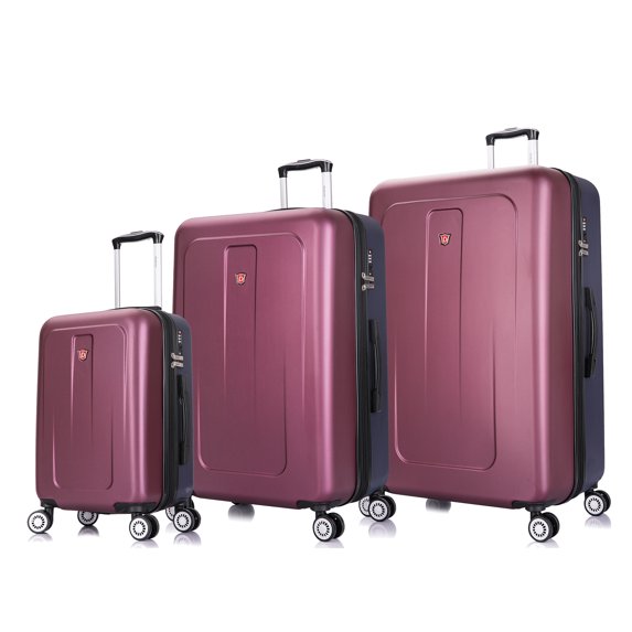 DUKAP Crypto Hardside Luggage Set with Spinner Wheel, Travel Suitcases with TSA Lock and Ergonomic GEL Handle, Wine and Blue, 3 Piece Set (20/28/32)