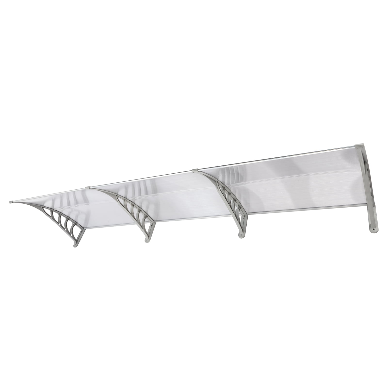 Household Door Window Rain Cover, ABS Polycarbonate Aluminum Bracket Eaves Canopy, Transparent Board Gray Holder Waterproof Sunshade Canopy for Home Decoration