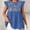 Blue, variant on Womens Boho Blouses Tops Loose Fit Embroidered Round Neck Summer Flared Sleeve Shirts for Ladies