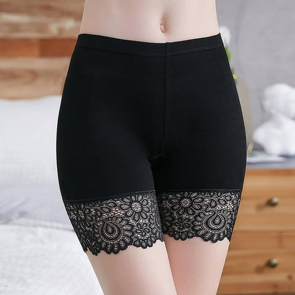 rygai Safety Pants Lace Anti Exposure Plus Size Hollow Out Flower Pattern Short Pants for Inside Wear,Skin Color 2XL