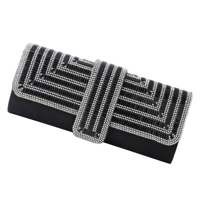 Hytrove 1Ud Sobre De Mujer Negro Con Rhinestones Para Banquete Y Reuniones