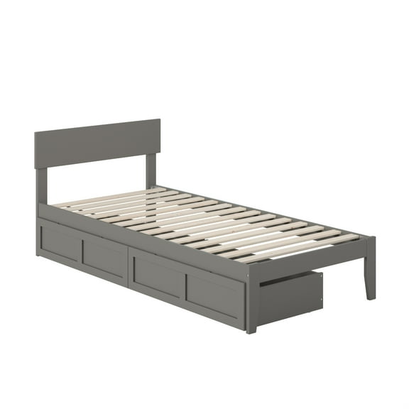Boston Twin Extra Long Bed with 2 Extra Long Drawers in Grey