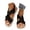 Black, variant on Jane Wardrobe Women's Linen Elastic Strap Flat Sandals, Open Toe Lightweight Espadrille Sole Casual Summer Beach Shoes for Outdoor & Daily Wear, 1Pair, 36-43