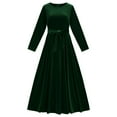 thumbnail image 4 of IWRICH Women's Velvet Maxi Dress Crew Neck Long Sleeve High Waist with Belt Floor Length Party Dresses Green M, 4 of 4