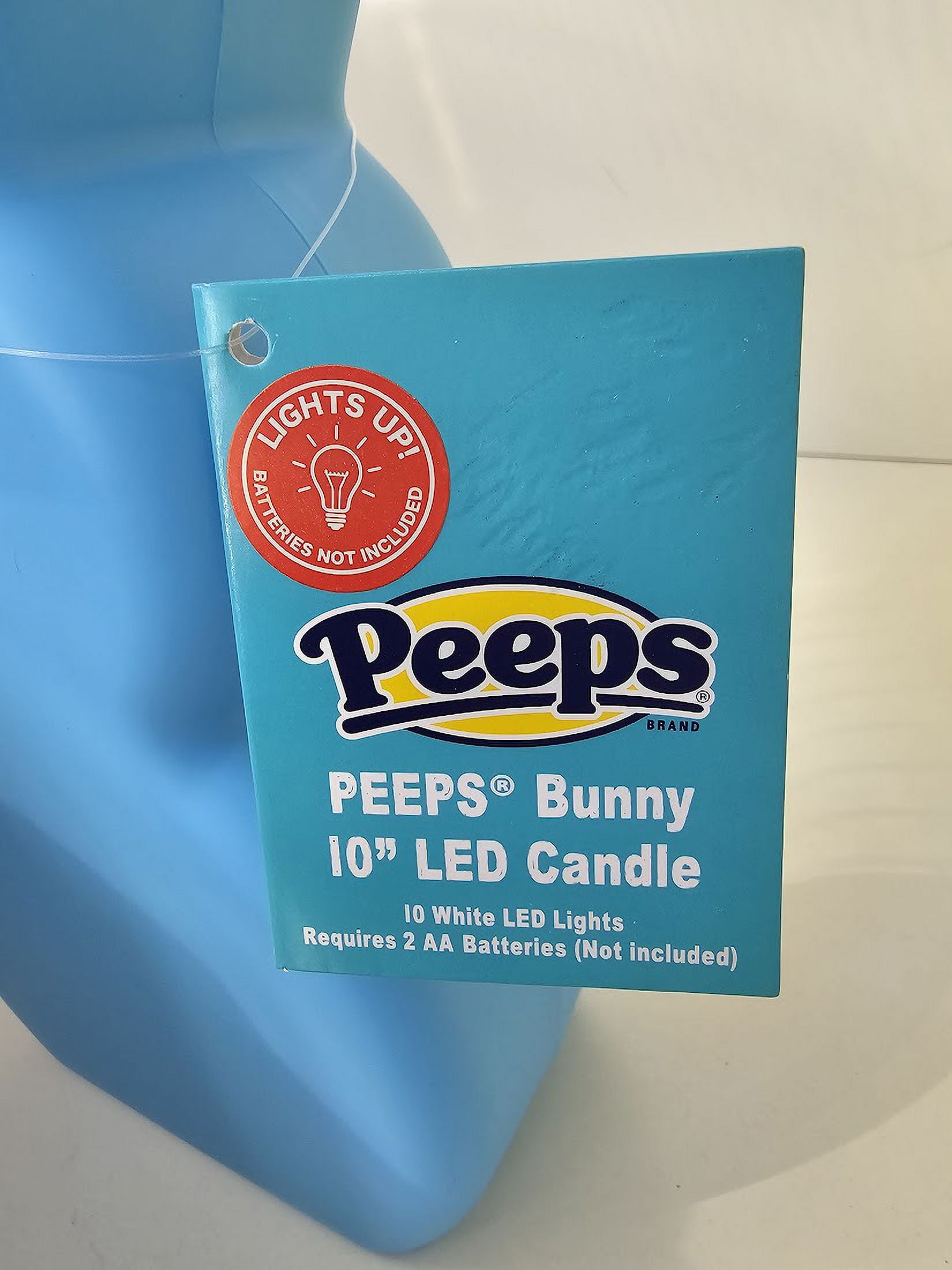 Peeps Decorative LED Lighted Easter Blow Mold Bunny Figures, 10-in - Blue
