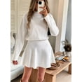 thumbnail image 5 of Fall Sweater Sets Skirt Sets Women 2 Piece Outfits Long Sleeve Top and Skirts Set White XL, 5 of 7