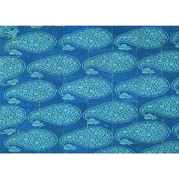 Ahgly Company Machine Washable Indoor Rectangle Transitional Blue Area Rugs, 2' x 4'