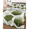 thumbnail image 2 of Sage Green Marble Summer Quilt Set Twin Size,Soft Microfiber Quilted Bedding Set with 2 Pillow Shams,Gold White Geometric Hexagon Modern Lightweight All Season Bedspread Coverlet for Bedroom 68"x86", 2 of 6
