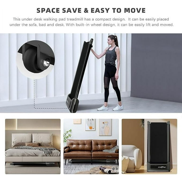 Under Desk Treadmill for Home Office 2 in 1 Portable Running Walking Pad with Remote Control 2.5HP Exercise Jogging Machine Walmart