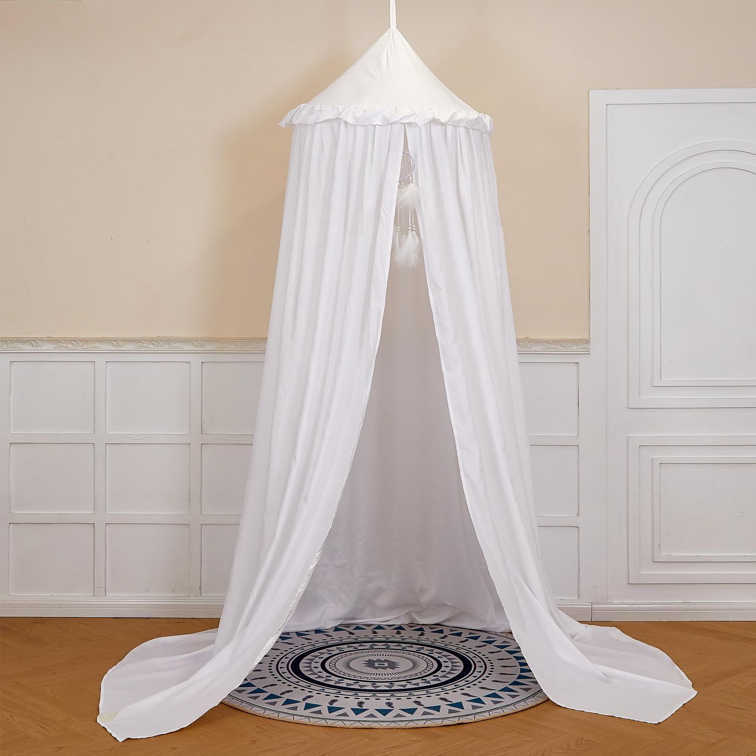 Princess Decor Canopy for Kids Bed, Soft and Durable Bed Canopy for Girls Room Tent Canopy Dreamy Mosquito Net Bedding, Children Reading Nook Canopies Indoor (Blue)